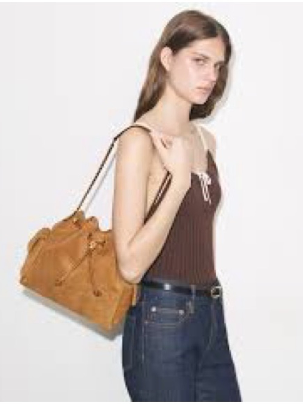 CHARLIE QUILTED SUEDE DRAWSTRING SHOULDER BAG - Picture 4 of 6